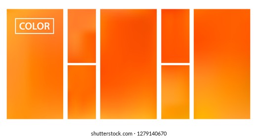 Screen gradient set with modern orange abstract backgrounds. Colorful fluid cover for poster, banner, flyer and presentation. Template with screen gradient set for screens and mobile app. Soft color.