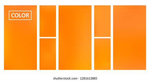 Screen gradient set with modern orange abstract backgrounds. Colorful fluid cover for poster, banner, flyer and presentation. Template with screen gradient set for screens and mobile app. Soft color.