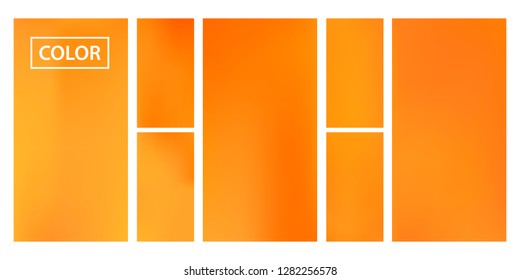 Screen gradient set with modern orange abstract backgrounds. Colorful fluid cover for poster, banner, flyer and presentation. Template with screen gradient set for screens and mobile app. Soft color.