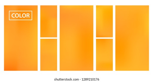 Screen gradient set with modern orange abstract backgrounds. Colorful fluid cover for poster, banner, flyer and presentation. Template with screen gradient set for screens and mobile app. Soft color.