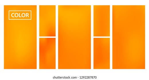 Screen gradient set with modern orange abstract backgrounds. Colorful fluid cover for poster, banner, flyer and presentation. Template with screen gradient set for screens and mobile app. Soft color.