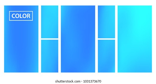 Screen gradient set with modern sky abstract backgrounds. Blue fluid cover for poster, banner, flyer and presentation. Template with screen gradient set for screens and mobile app. Trendy soft color.