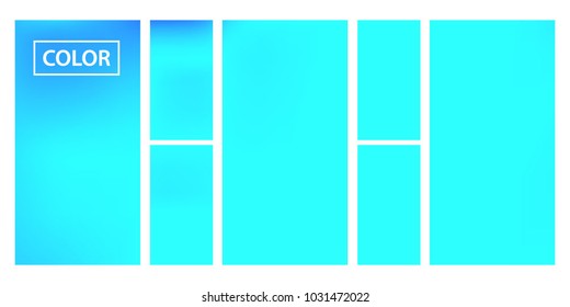Screen gradient set with modern sky abstract backgrounds. Blue fluid cover for poster, banner, flyer and presentation. Template with screen gradient set for screens and mobile app. Trendy soft color.