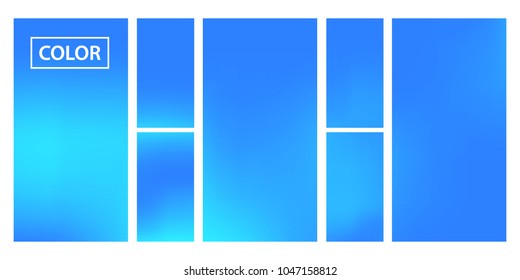 Screen gradient set with modern sky abstract backgrounds. Blue fluid cover for poster, banner, flyer and presentation. Template with screen gradient set for screens and mobile app. Trendy soft color.