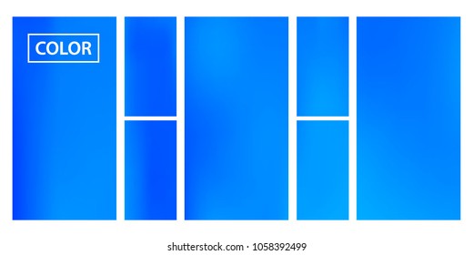 Screen gradient set with modern sky abstract backgrounds. Blue fluid cover for poster, banner, flyer and presentation. Template with screen gradient set for screens and mobile app. Trendy soft color.