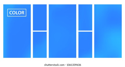 Screen gradient set with modern sky abstract backgrounds. Blue fluid cover for poster, banner, flyer and presentation. Template with screen gradient set for screens and mobile app. Trendy soft color.