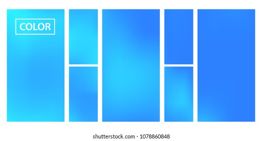 Screen gradient set with modern sky abstract backgrounds. Blue fluid cover for poster, banner, flyer and presentation. Template with screen gradient set for screens and mobile app. Trendy soft color.