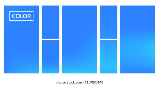Screen gradient set with modern sky abstract backgrounds. Blue fluid cover for poster, banner, flyer and presentation. Template with screen gradient set for screens and mobile app. Trendy soft color.
