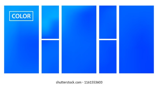 Screen gradient set with modern sky abstract backgrounds. Blue fluid cover for poster, banner, flyer and presentation. Template with screen gradient set for screens and mobile app. Trendy soft color.