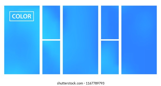 Screen gradient set with modern sky abstract backgrounds. Blue fluid cover for poster, banner, flyer and presentation. Template with screen gradient set for screens and mobile app. Trendy soft color.