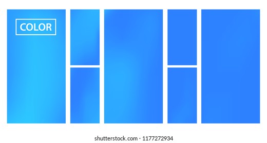 Screen gradient set with modern sky abstract backgrounds. Blue fluid cover for poster, banner, flyer and presentation. Template with screen gradient set for screens and mobile app. Trendy soft color.