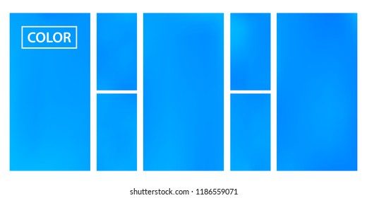 Screen gradient set with modern sky abstract backgrounds. Blue fluid cover for poster, banner, flyer and presentation. Template with screen gradient set for screens and mobile app. Trendy soft color.