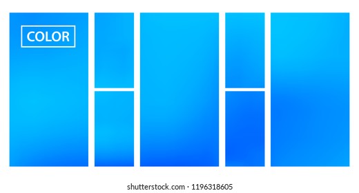 Screen gradient set with modern sky abstract backgrounds. Blue fluid cover for poster, banner, flyer and presentation. Template with screen gradient set for screens and mobile app. Trendy soft color.