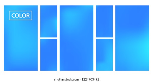 Screen gradient set with modern sky abstract backgrounds. Blue fluid cover for poster, banner, flyer and presentation. Template with screen gradient set for screens and mobile app. Trendy soft color.