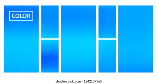 Screen gradient set with modern sky abstract backgrounds. Blue fluid cover for poster, banner, flyer and presentation. Template with screen gradient set for screens and mobile app. Trendy soft color.