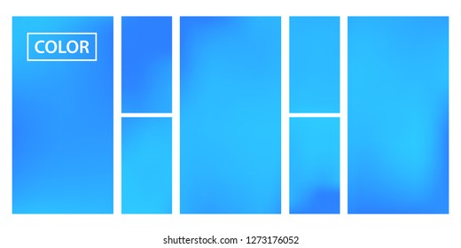Screen gradient set with modern sky abstract backgrounds. Blue fluid cover for poster, banner, flyer and presentation. Template with screen gradient set for screens and mobile app. Trendy soft color.