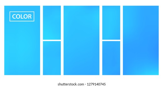 Screen gradient set with modern sky abstract backgrounds. Blue fluid cover for poster, banner, flyer and presentation. Template with screen gradient set for screens and mobile app. Trendy soft color.