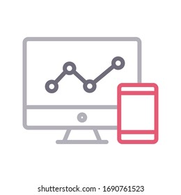 screen graph vector color line icon 