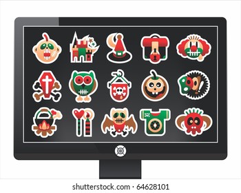 screen with Halloween icons