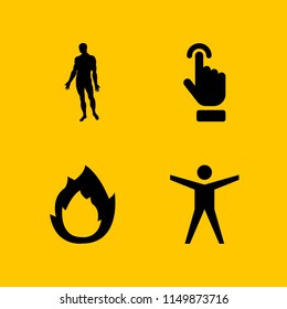 screen icon. 4 screen set with human, touch screen and logo vector icons for web and mobile app