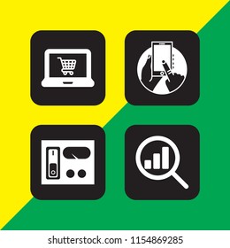 screen icon. 4 screen set with phone, analytics, control and laptop vector icons for web and mobile app