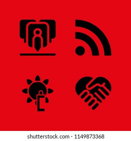 screen icon. 4 screen set with web site, humanity, sunblock and blog vector icons for web and mobile app