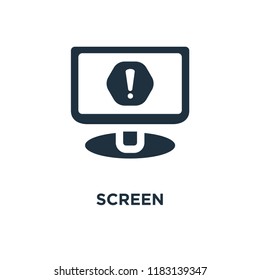 Screen icon. Black filled vector illustration. Screen symbol on white background. Can be used in web and mobile.