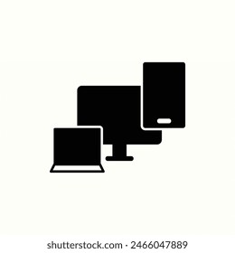 icono de pantalla, ilustración de icono de estilo negro aislado