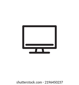 screen icon line, pc screen, tv screen, flat screen device. simple lines on white background.
