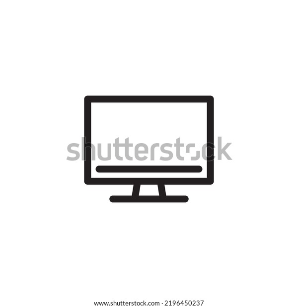 screen icon line, pc screen, tv\
screen, flat screen device. simple lines on white\
background.