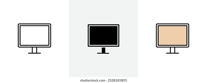 Screen icon Outline sign symbol set