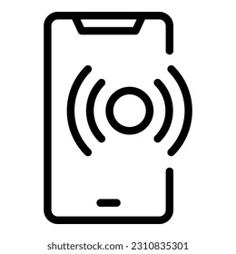 Screen icon outline vector. Digital phone. App hand