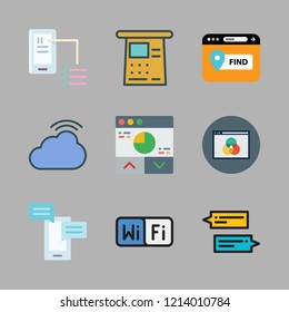 screen icon set. vector set about rgb, cash machine, phone and browser icons set.