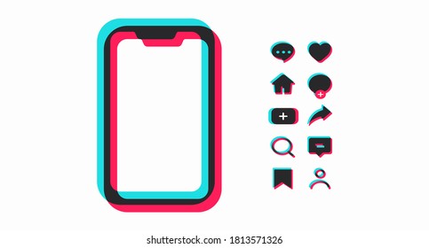 Screen and icon templates. Color mockup mobile frame with icons for the interface. Vector illustration