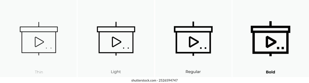 screen icon. Thin, Light Regular And Bold style design isolated on white background