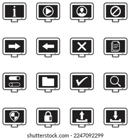 Iconos de pantalla. Línea con diseño de relleno. Ilustración vectorial.