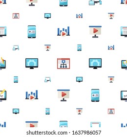 screen icons pattern seamless. Included editable flat Bitrate, Mobile Learning, responsive web design, Mobile game, Computer repair, video Presentation icons. screen icons for web and mobile.