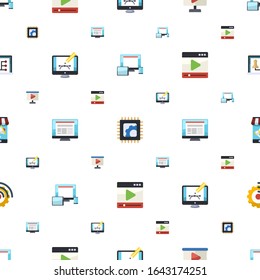 screen icons pattern seamless. Included editable flat responsive web design, Electronics repair, video Presentation, Webdesign, layout icons. screen icons for web and mobile.