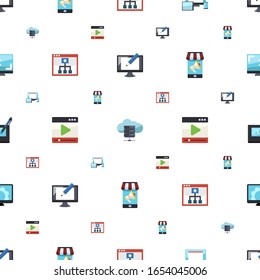 screen icons pattern seamless. Included editable flat Digital illustration, e-Book, responsive web design, Mobile Learning, media player icons. screen icons for web and mobile.
