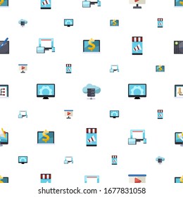 screen icons pattern seamless. Included editable flat Computer-Based Training, e-Book, video Presentation, responsive web design, Computer repair icons. screen icons for web and mobile.