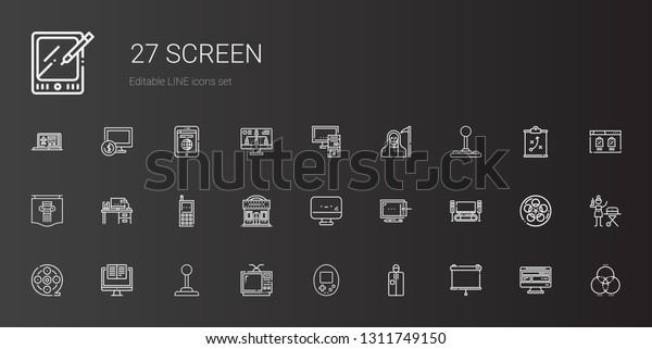 screen icons
set. Collection of screen with projector, portable, console,
television, joystick, computer, film reel, home cinema, graphic
tablet. Editable and scalable screen
icons.