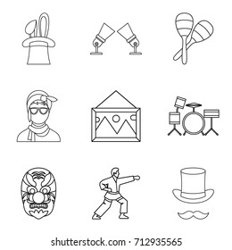 Screen icons set. Outline set of 9 screen vector icons for web isolated on white background