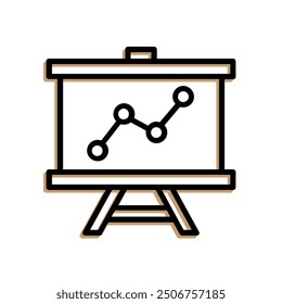 screen with increment diagram. learning. black and white icon. outline design style. suitable for study, library, thinking. vector design template