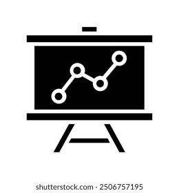 screen with increment diagram. learning. black and white icon. flat design style. suitable for study, library, thinking. vector design template
