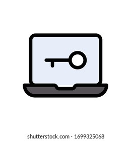 screen key vector flat color icon 