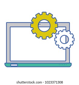 screen laptop technology with gears process