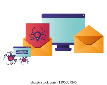 screen with letter and spider isolated icons