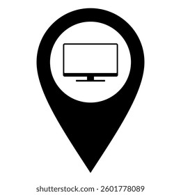 Screen and location pin on white