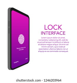 Screen lock authentication password smartphone background template. Illustration of phone ID recognition screen lock password or lock screen passcode numbers display. Vector stock illustration.