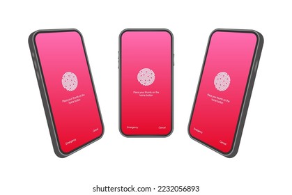 Screen lock authentication password smartphone background template. Illustration of phone ID recognition screenlock password or lockscreen passcode numbers display.